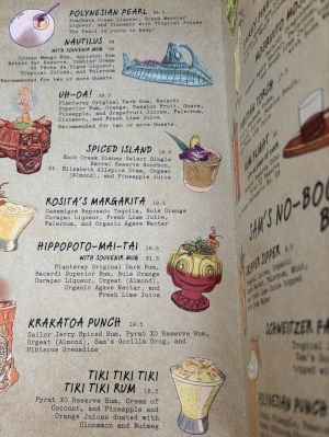 Vintage Tiki Cocktail menus